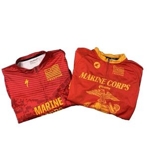 MIXED LOT OF 2 Men's 2XL Red Specialized & Pactimo Cycling Jerseys Marine Corps‎